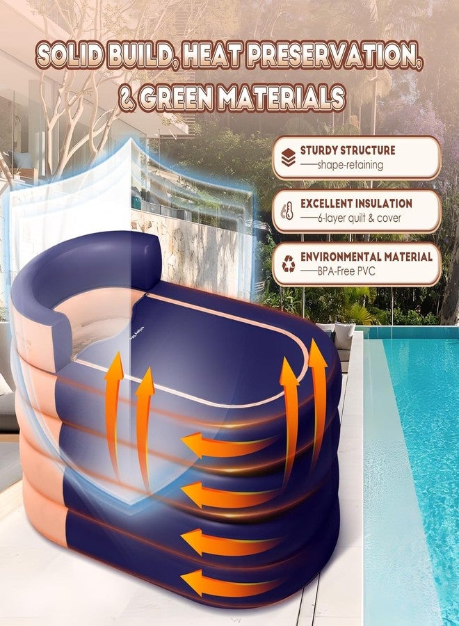 VPGS Inflatable Adult Bathtub, Foldable Portable Durable Soaking Bath Tub with Cordless Air Pump, PVC Inflatable Pool, Quick Drain Design, for Family Bathroom Spa Massage - Image 3